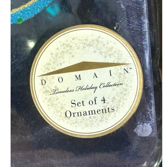 Domain "Peacock" 4" Christmas Ornaments Turquoise Green Gold Sequins-Set of 4 - Picture 7 of 7